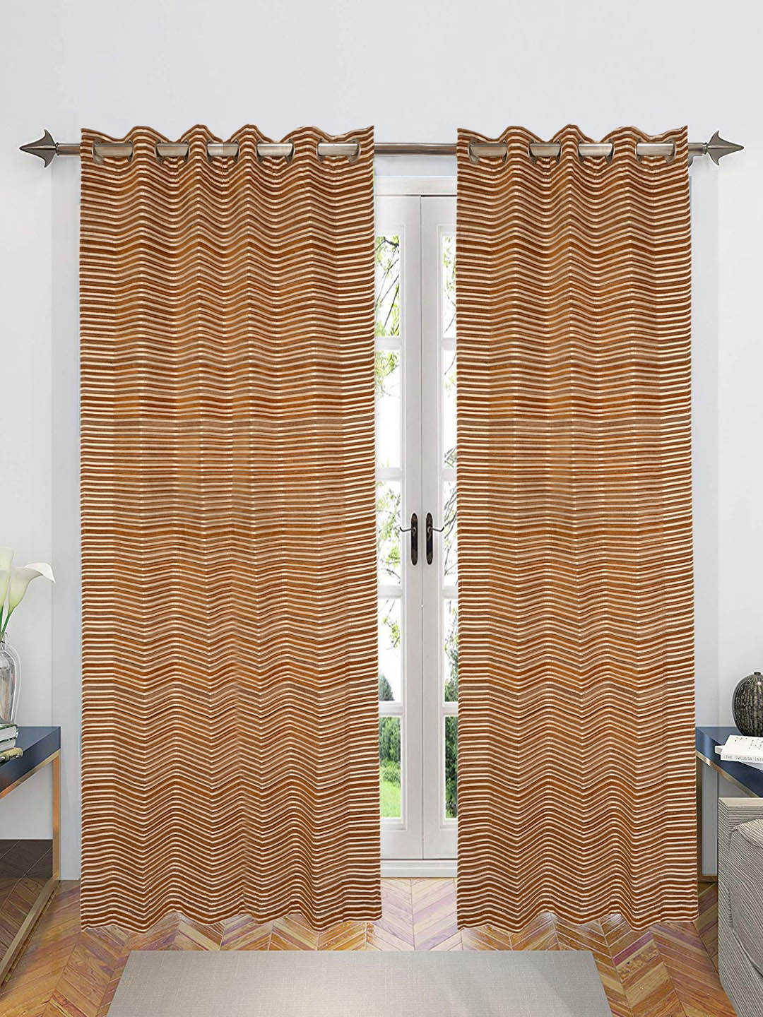 Saral Home Chenille Blackout Set of 2 Gold Long Door Curtains