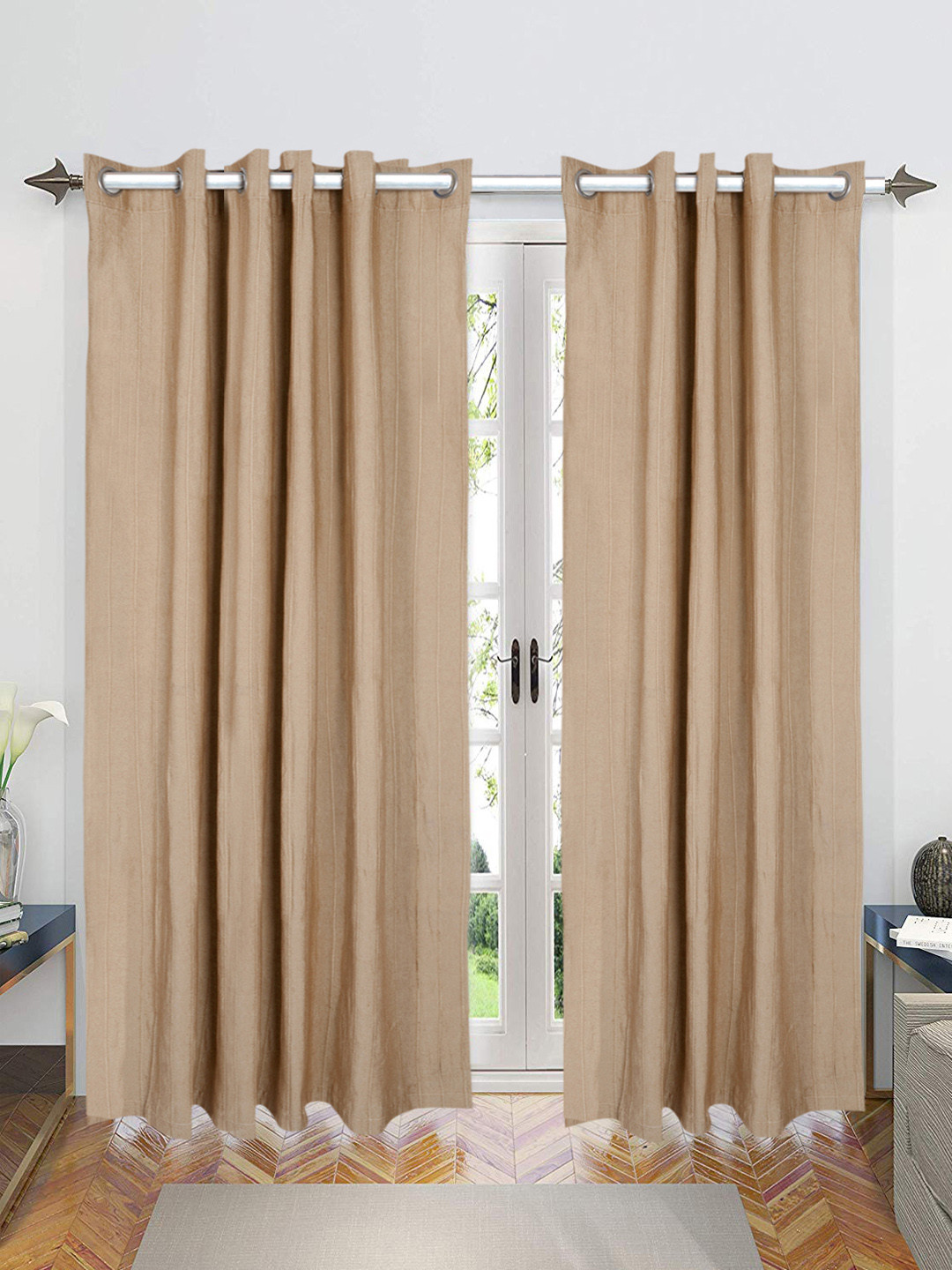Saral Home Chawla Cotton Set of 2 Beige Long Door Curtains