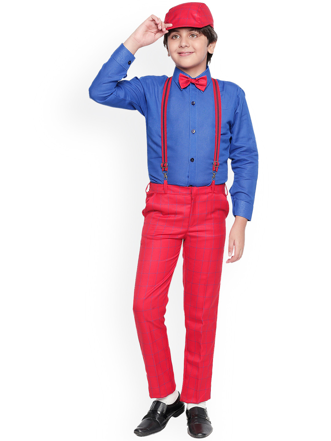 Jeetethnics Boys Red & Blue Shirt with Trousers