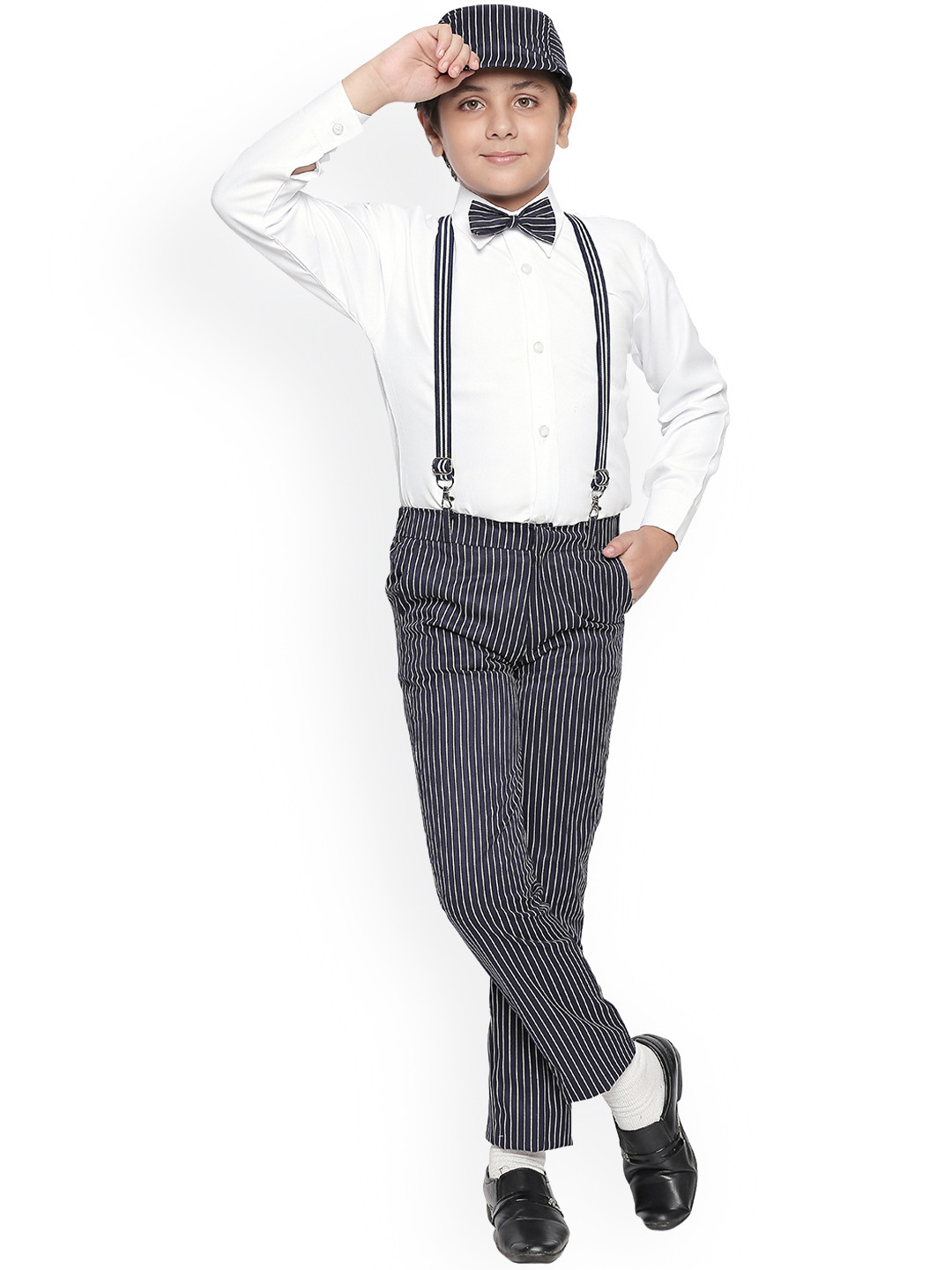 Jeetethnics Boys Navy Blue & White Shirt with Trousers