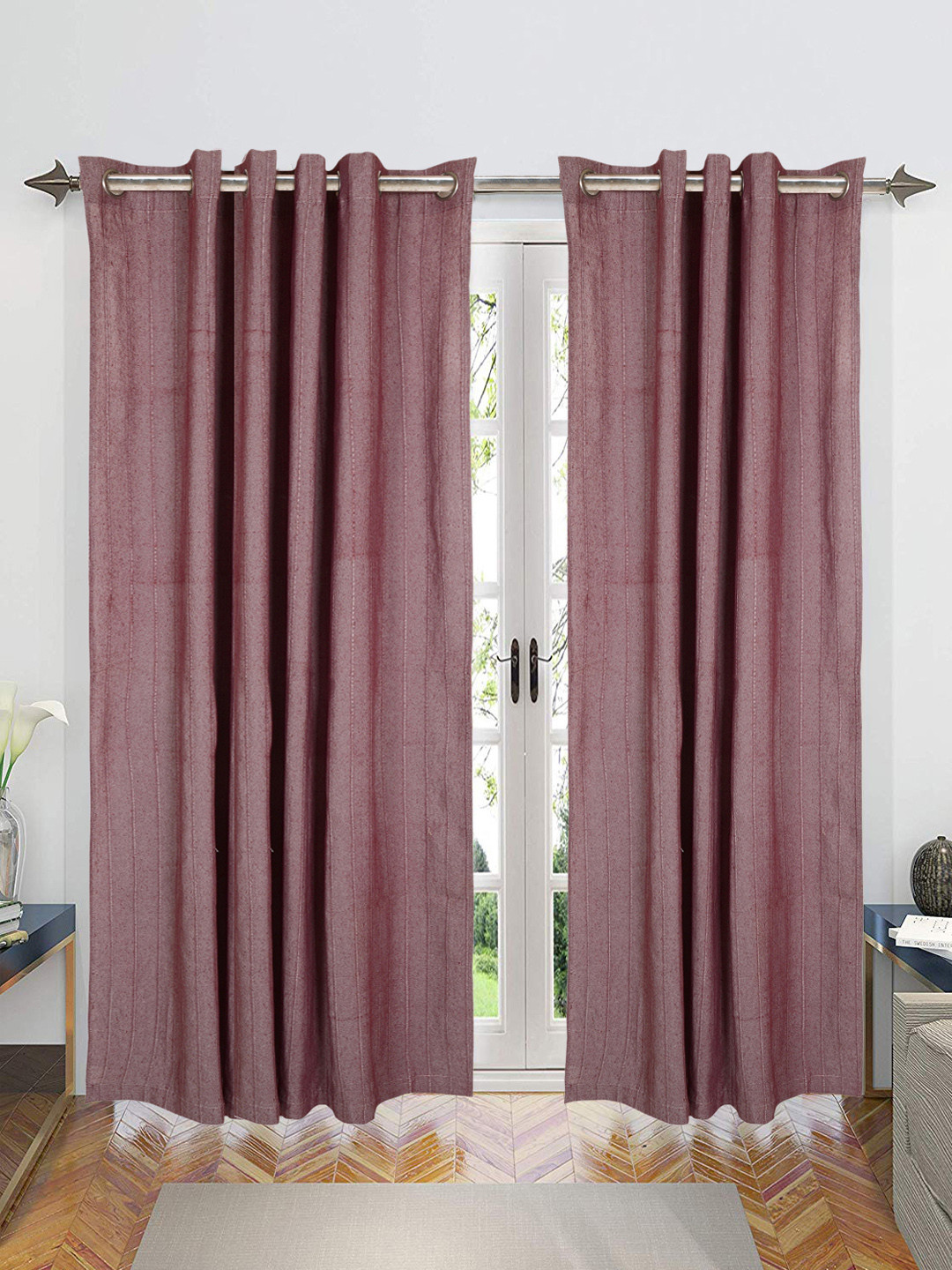 Saral Home Chawla Cotton Set of 2 Maroon Long Door Curtains