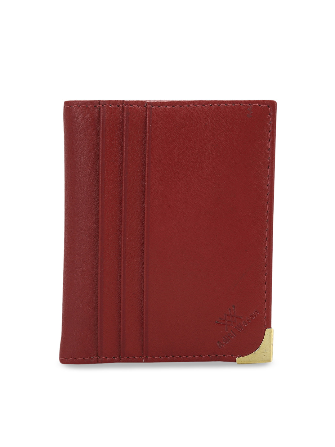Aditi Wasan Unisex Maroon Solid Genuine Leather Card Holder