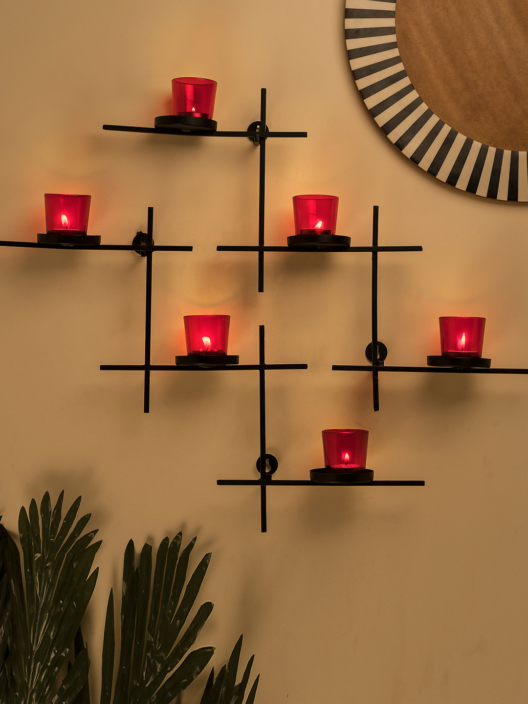 Homesake Red Set Of 2 Wall Hanging Tealight Candle Holders
