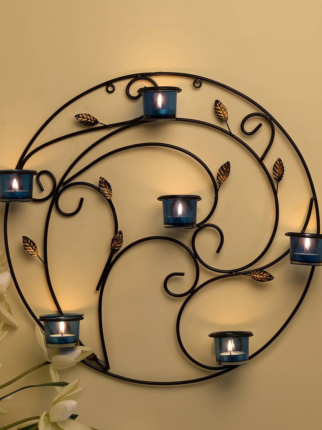 Homesake Black & Blue Tealight Candle Holder