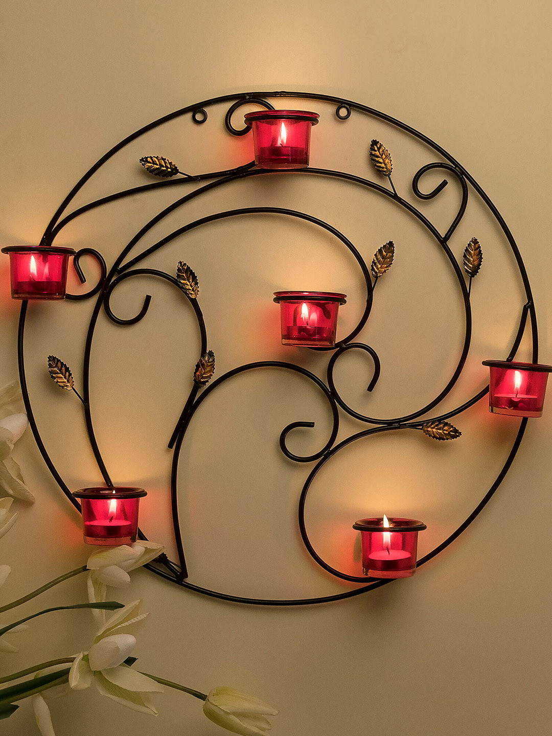 Homesake Black And Red Tealight Candle Holder