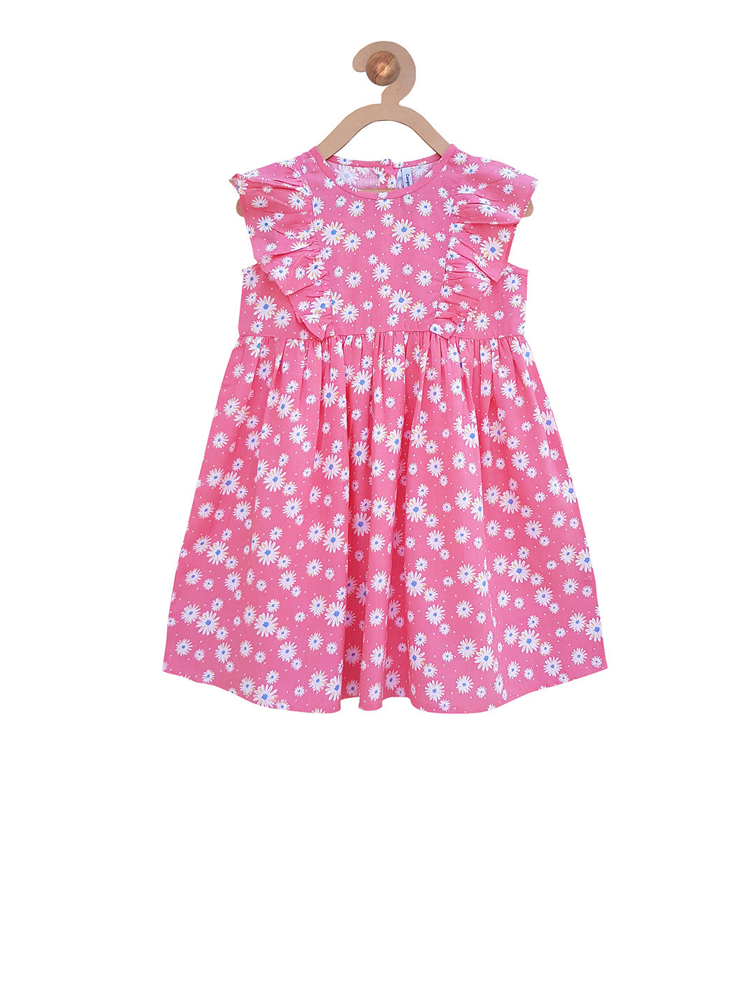 Campana Girls Pink & White Floral Print Fit and Flare Dress