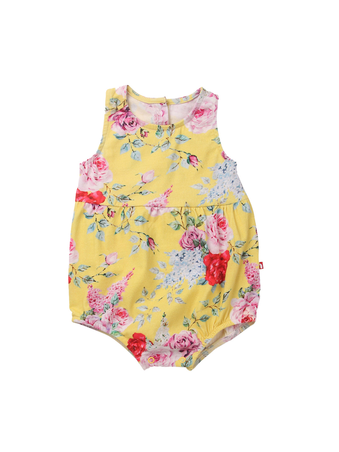 Nino Bambino Infant Girls Yellow & Pink Printed Organic Cotton Bodysuit