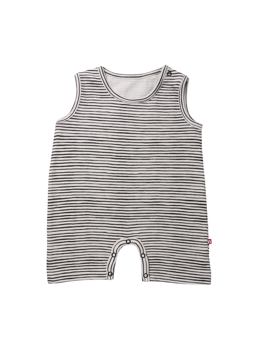 Nino Bambino Boys White & Black Striped Pure Organic Cotton Rompers