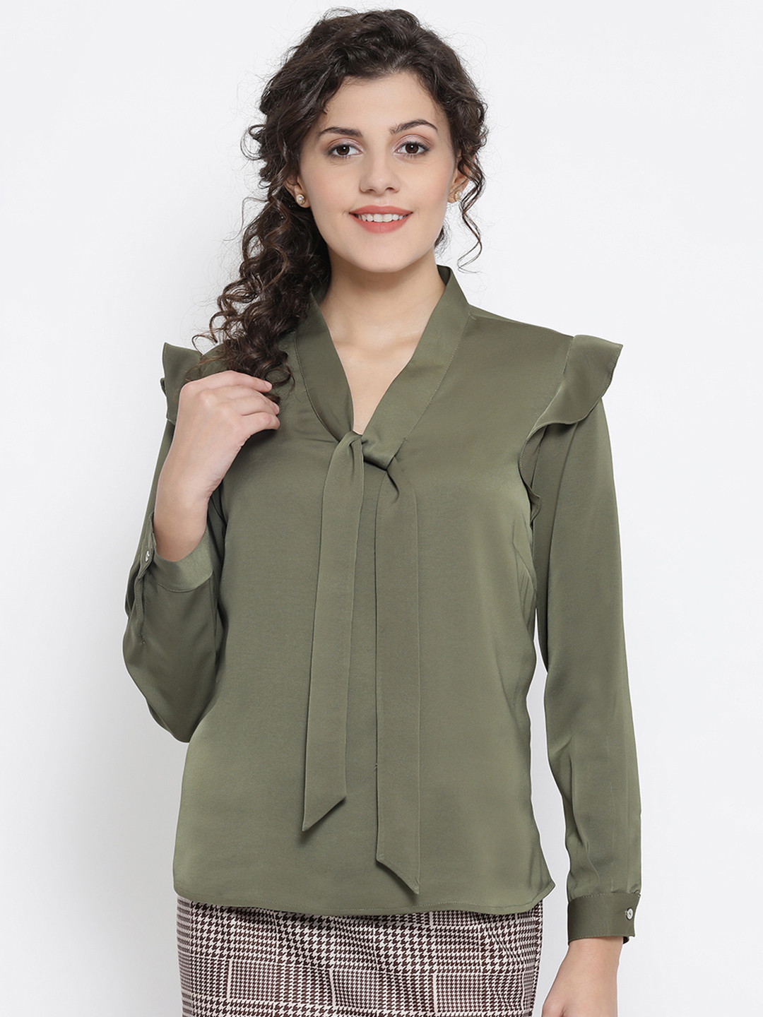 OFFICE & YOU Women Olive Green Solid Top