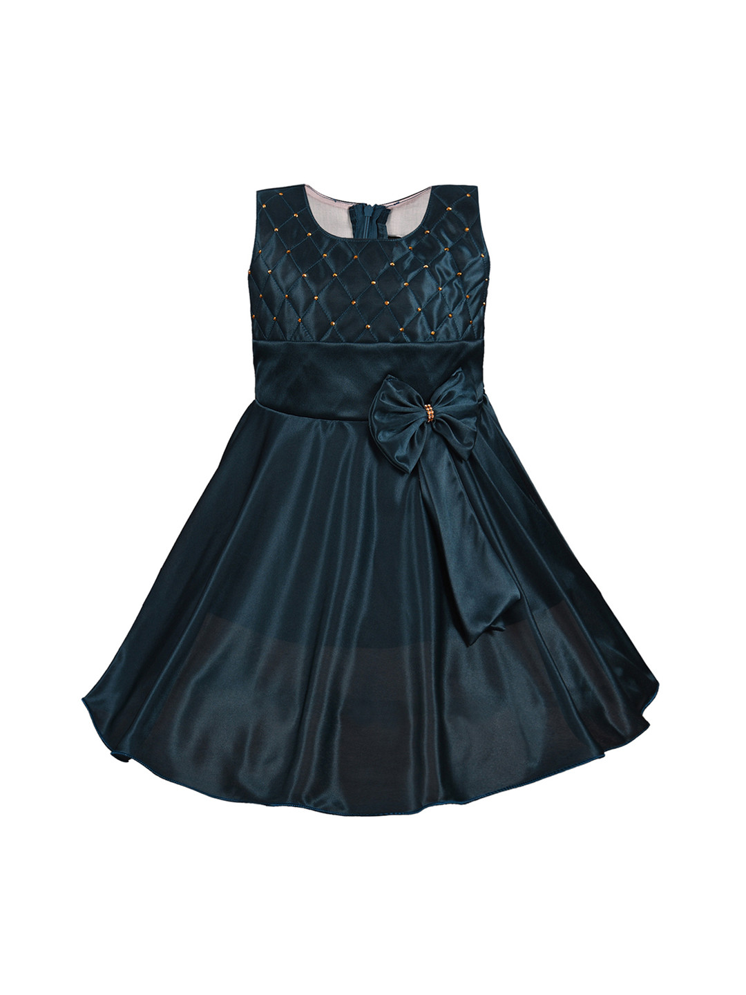 Wish Karo Girls Teal Green Embellished Fit and Flare Dress