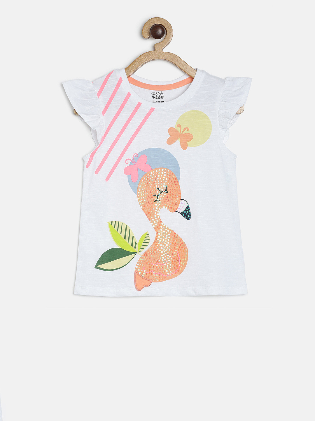 MINI KLUB Girls White Printed A-Line Pure Cotton Top