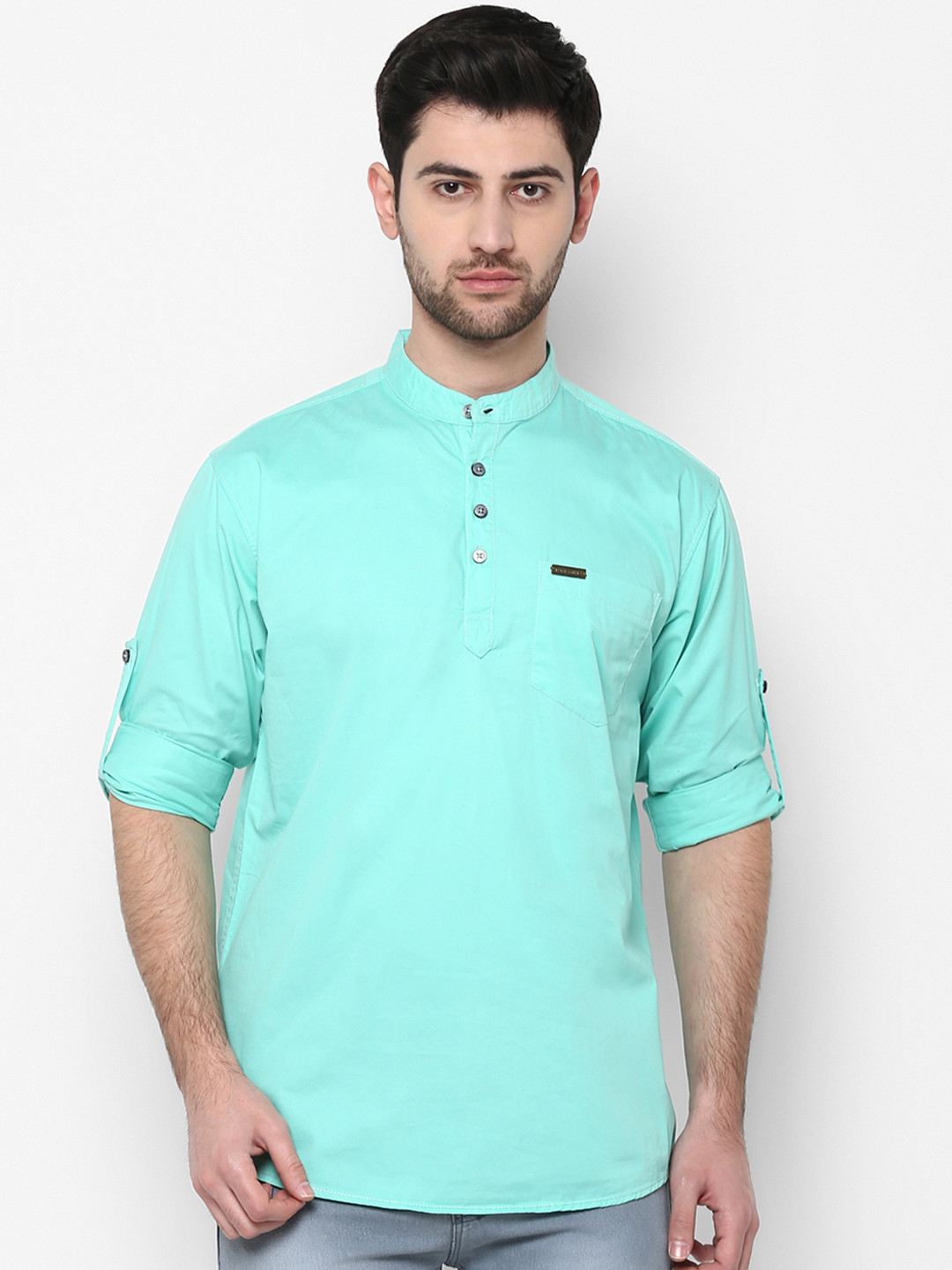 Urbano Fashion Men Sea Green Slim Fit Solid Casual Shirt