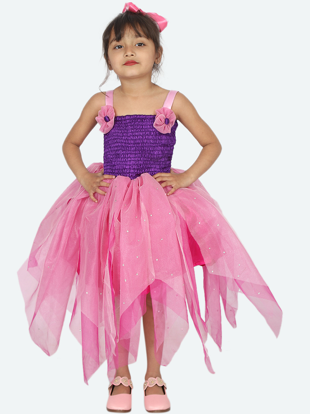 Samsara Couture Girls Purple Colourblocked Maxi Dress