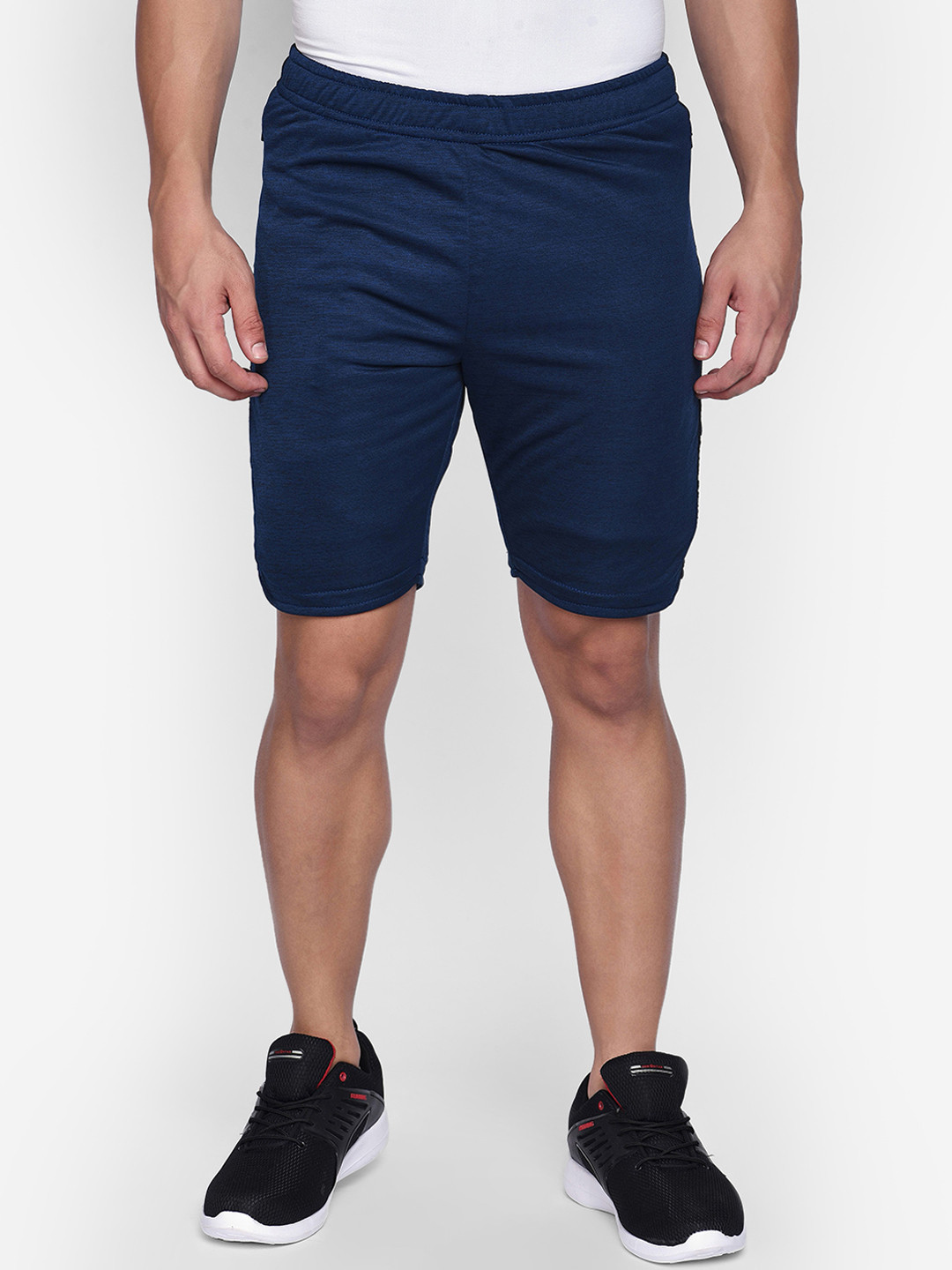 beevee Men Navy Blue Solid Regular Fit Sports Shorts
