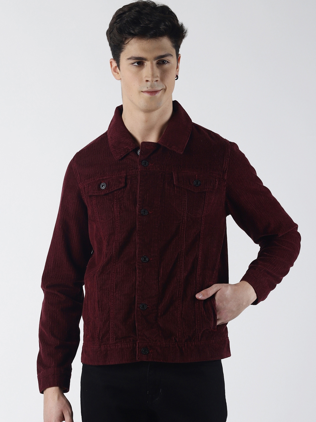 Mens maroon corduroy jacket discount