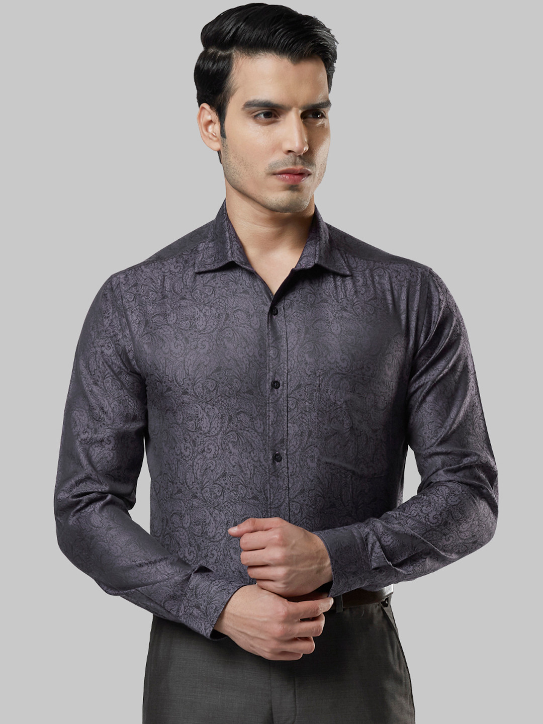 Next Look Men Purple Slim Fit Printed Formal Shirt