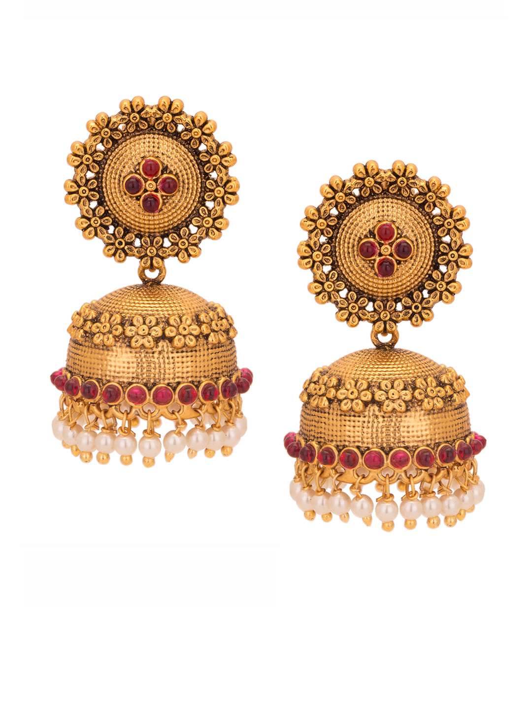 Adwitiya Collection Gold-Plated Dome Shaped Jhumkas