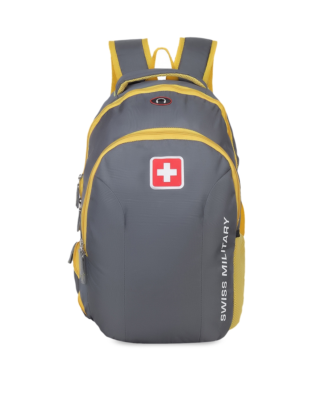 SWISS MILITARY Unisex Grey Yellow Solid Laptop Backpack 25L
