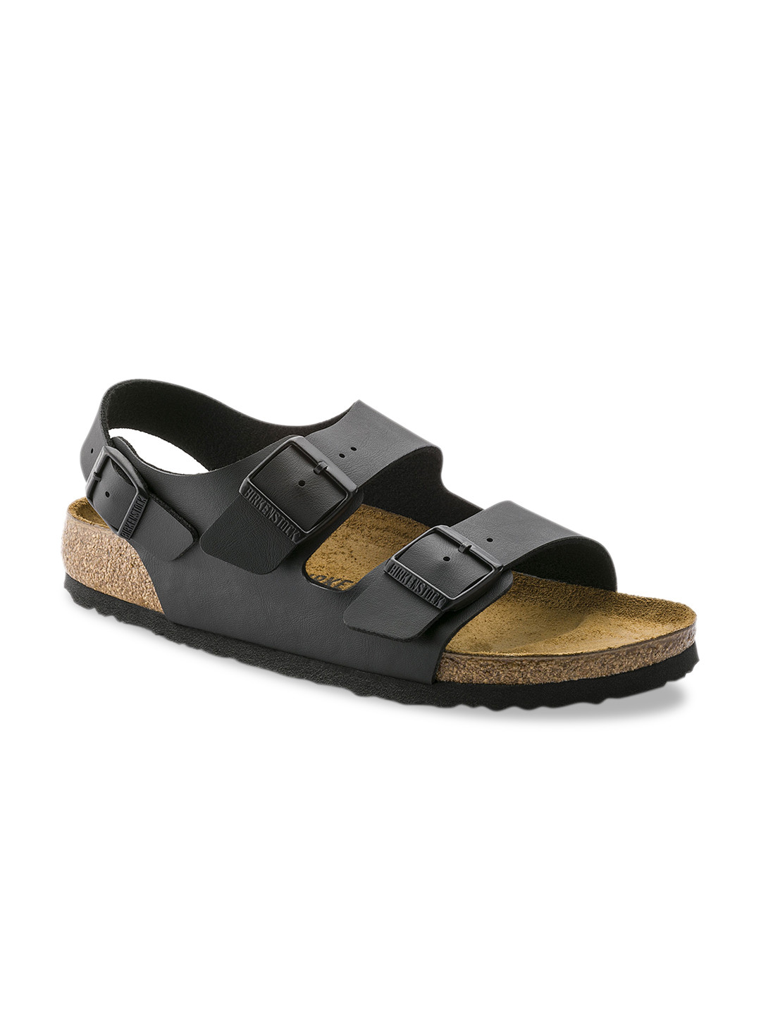 Birkenstock Milano Black Narrow Width Birko-Flor With An Ankle Strap