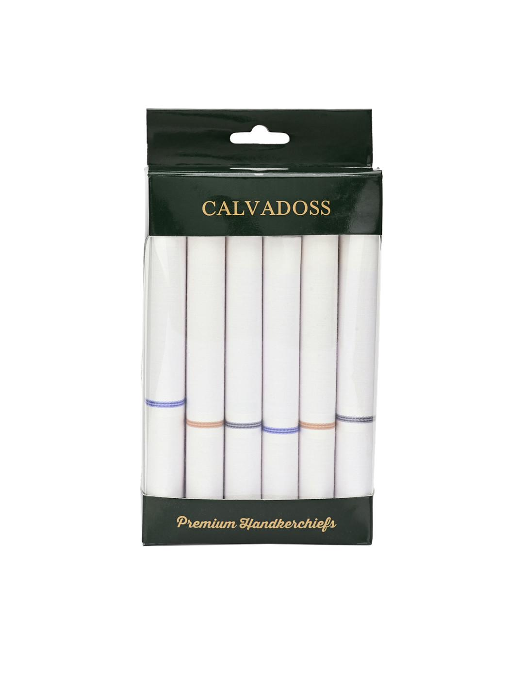 Calvadoss Men Pack Of 6 White Solid Ultra Premium Handkerchiefs