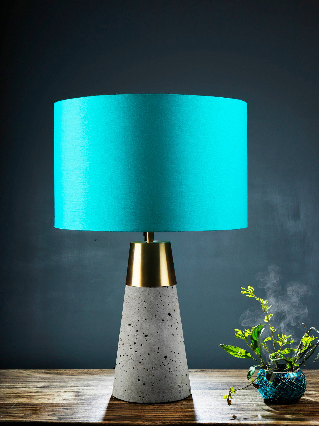 Grated Ginger Turquoise Blue Solid Handcrafted Table Lamp