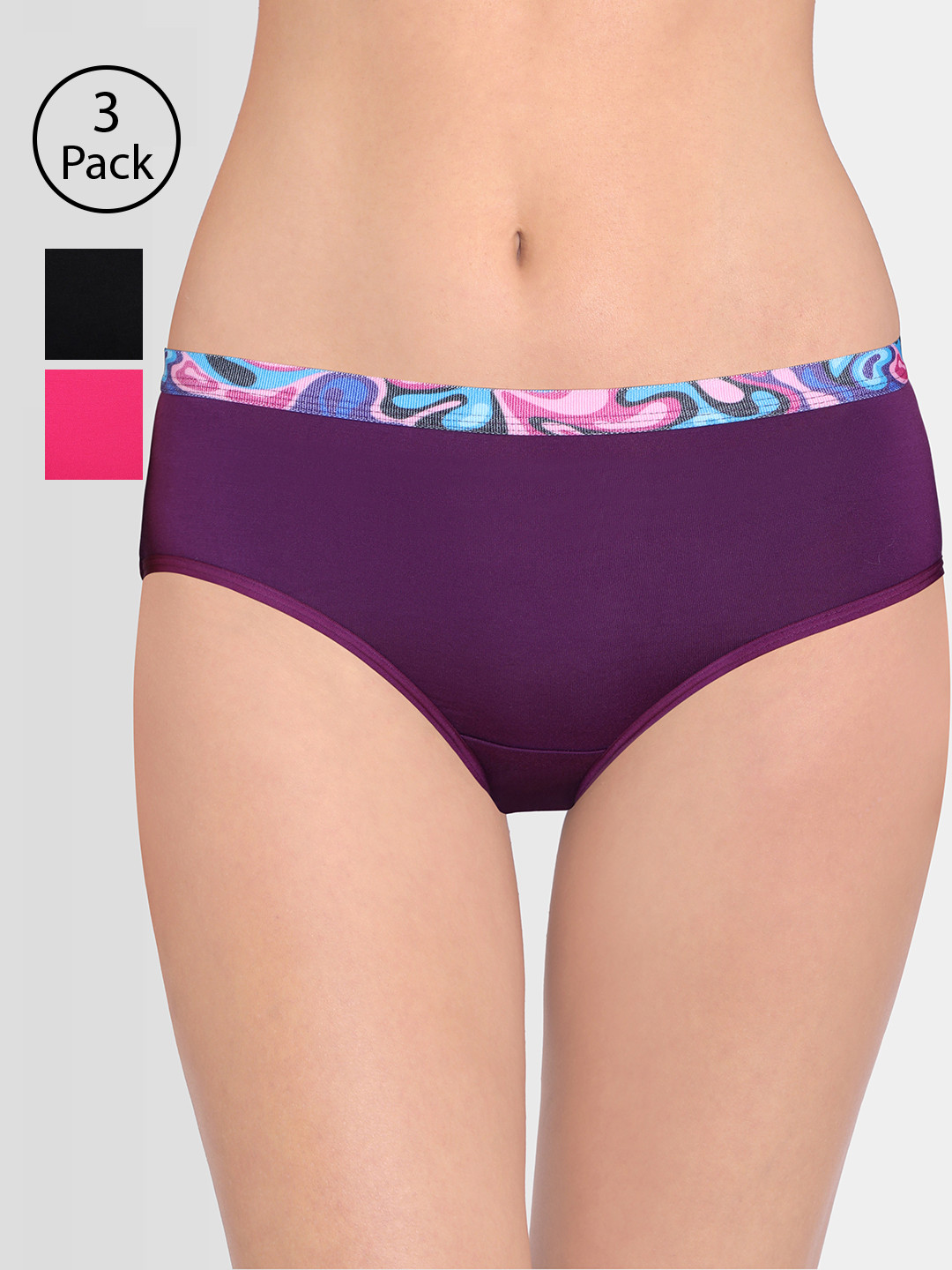 Red Rose Women Pack of 3 Assorted Basic Briefs Solids-M