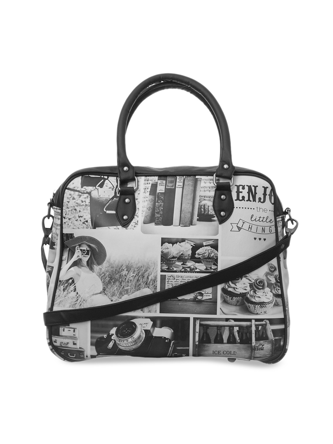 BandBox Grey & Black Printed Handheld Bag