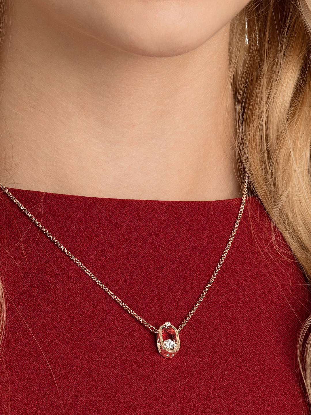 Swarovski White Rose Gold Plated Round Cut Oval Shape Una Necklace