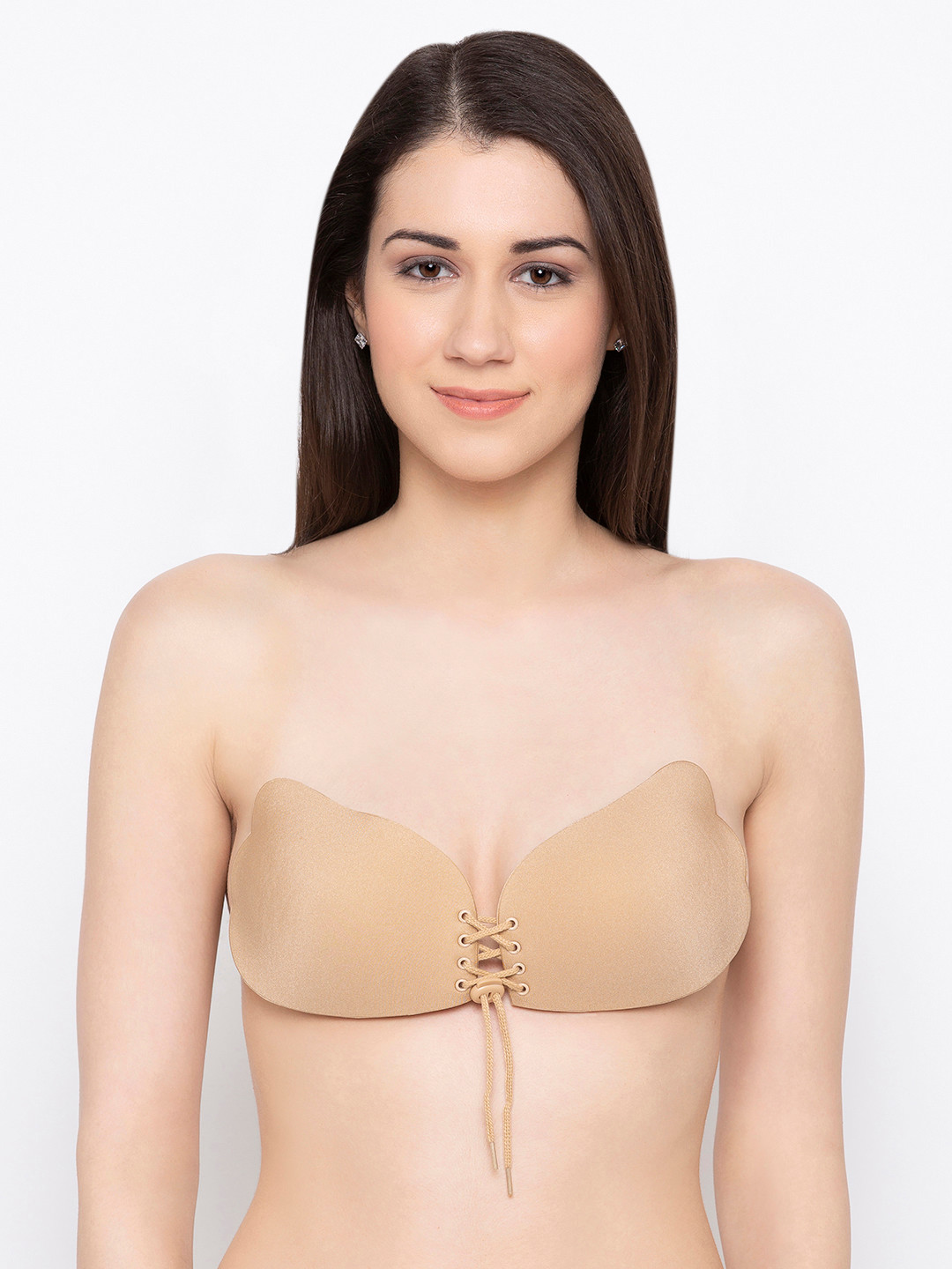 Candyskin Women Nude-Coloured Solid Stick-On Push-Up Bra