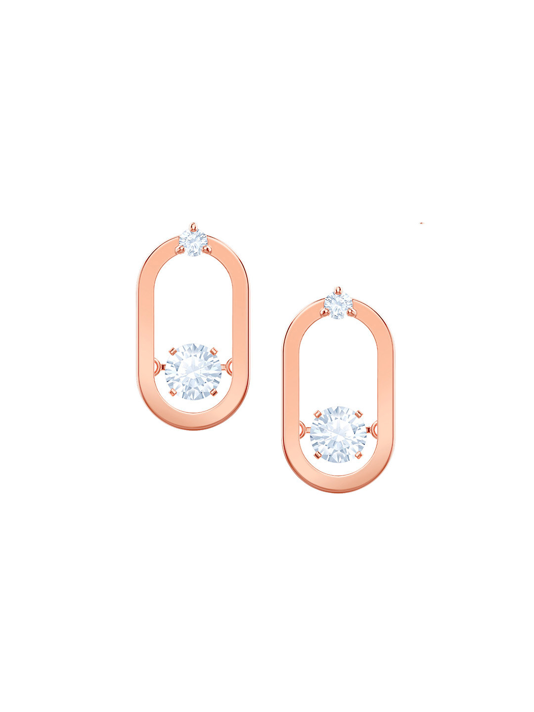 SWAROVSKI White & Rose Gold-Plated Sparkling Dance Pierced Earrings