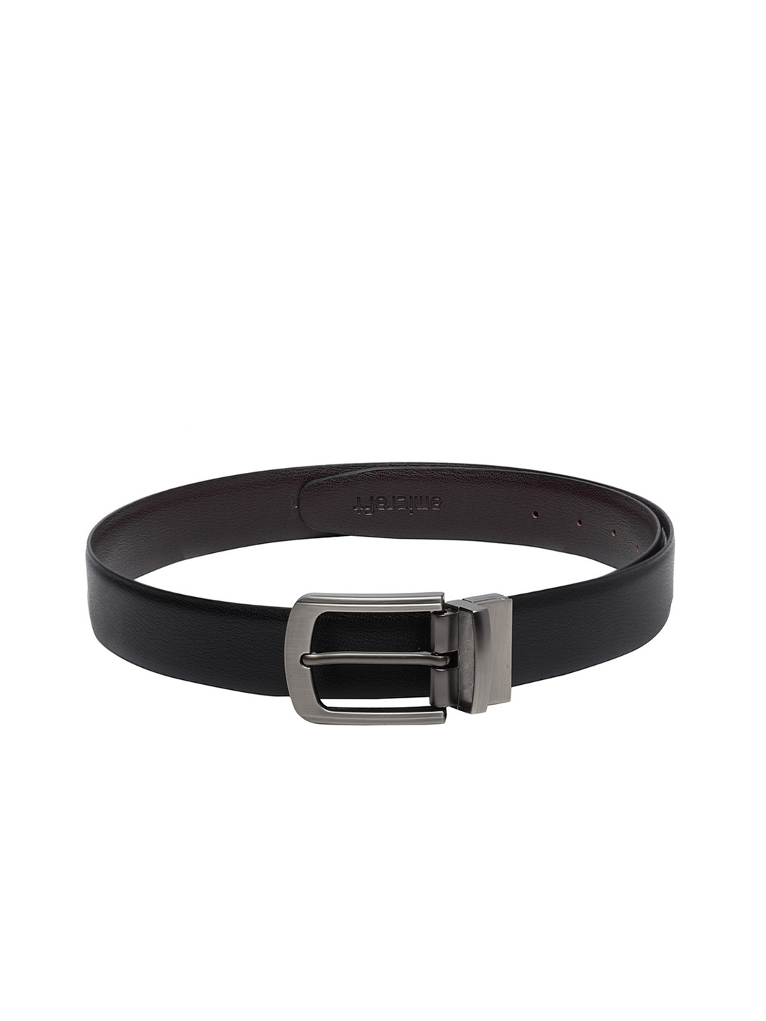 amicraft Men Black & Coffee Brown Reversible Solid Belt