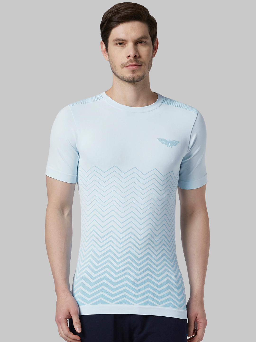 Park Avenue Men Blue Chevron Printed Lounge T-Shirt