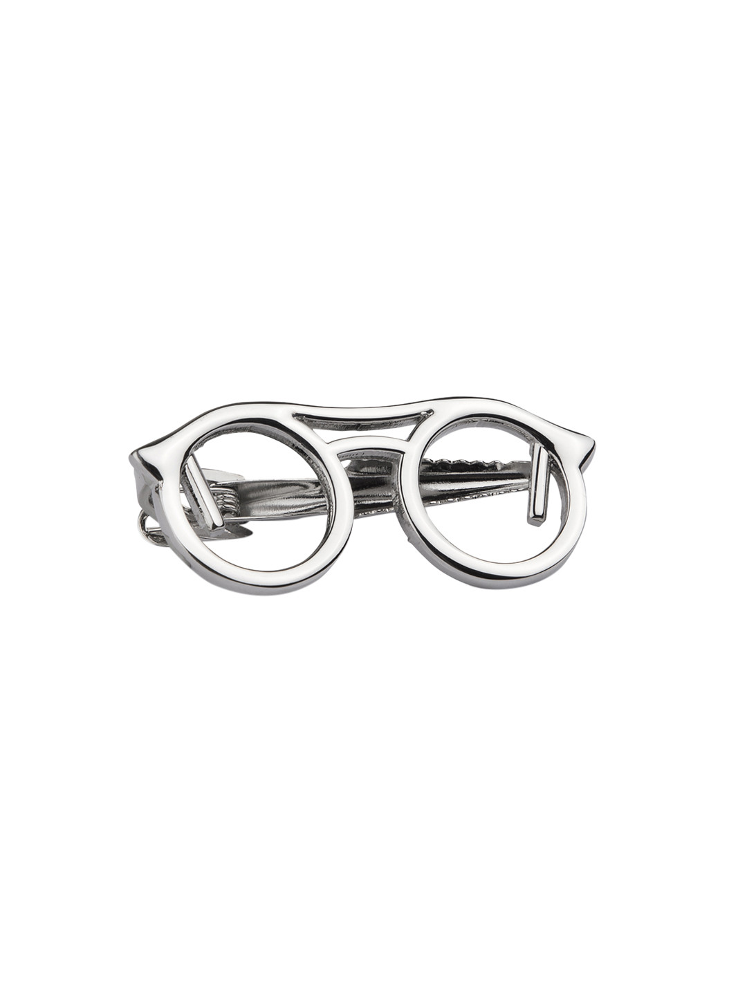 PELUCHE Men Rhodium-Plated Silver-Toned Specs-Shaped Tie Pin
