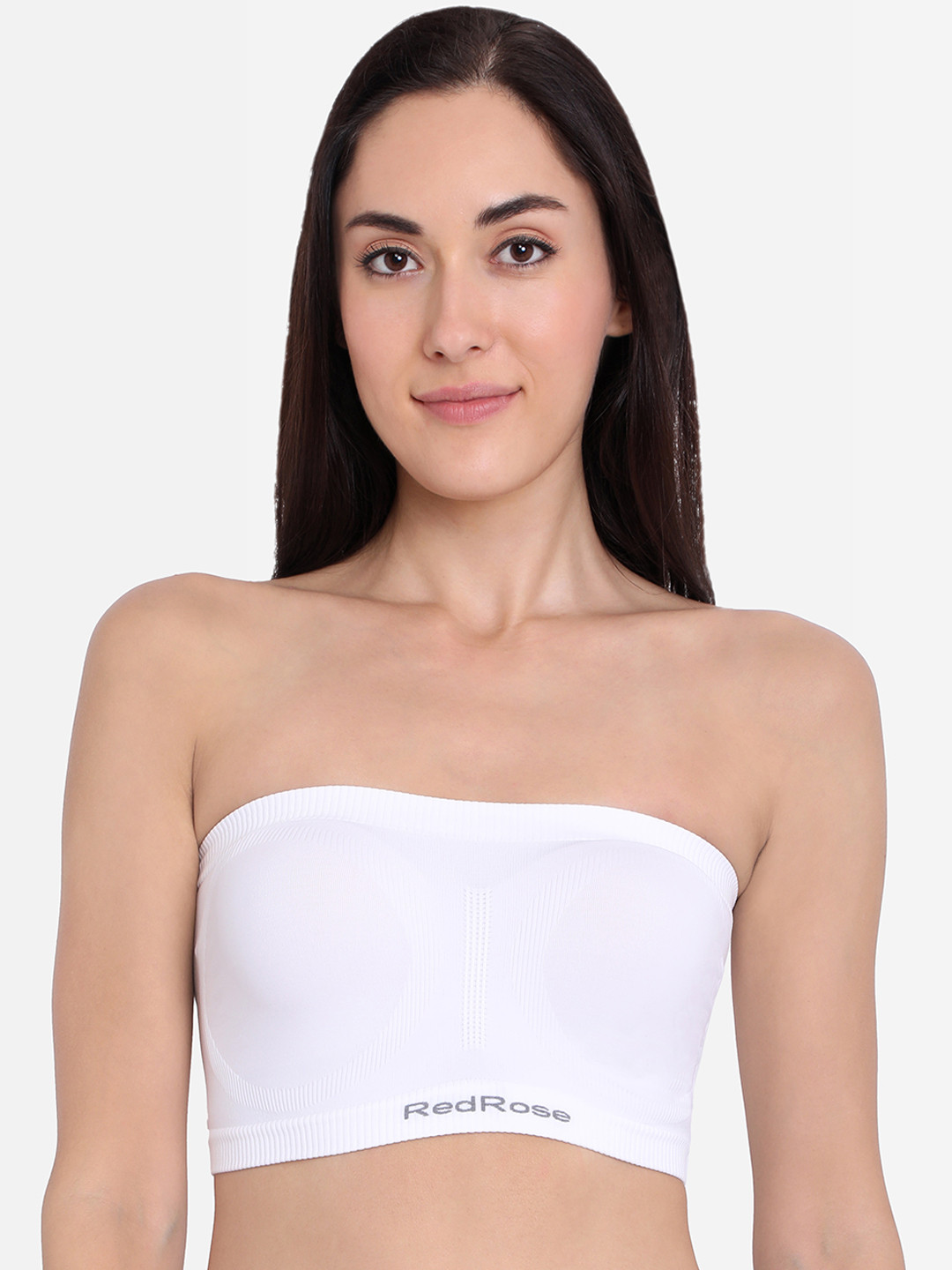 Red Rose Women White Solid Bandeu Bra