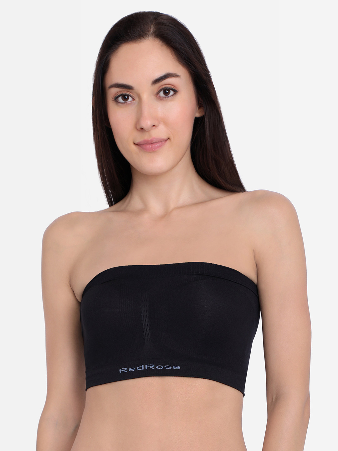 Red Rose Women Black Solid Seamless Bandeu Bra