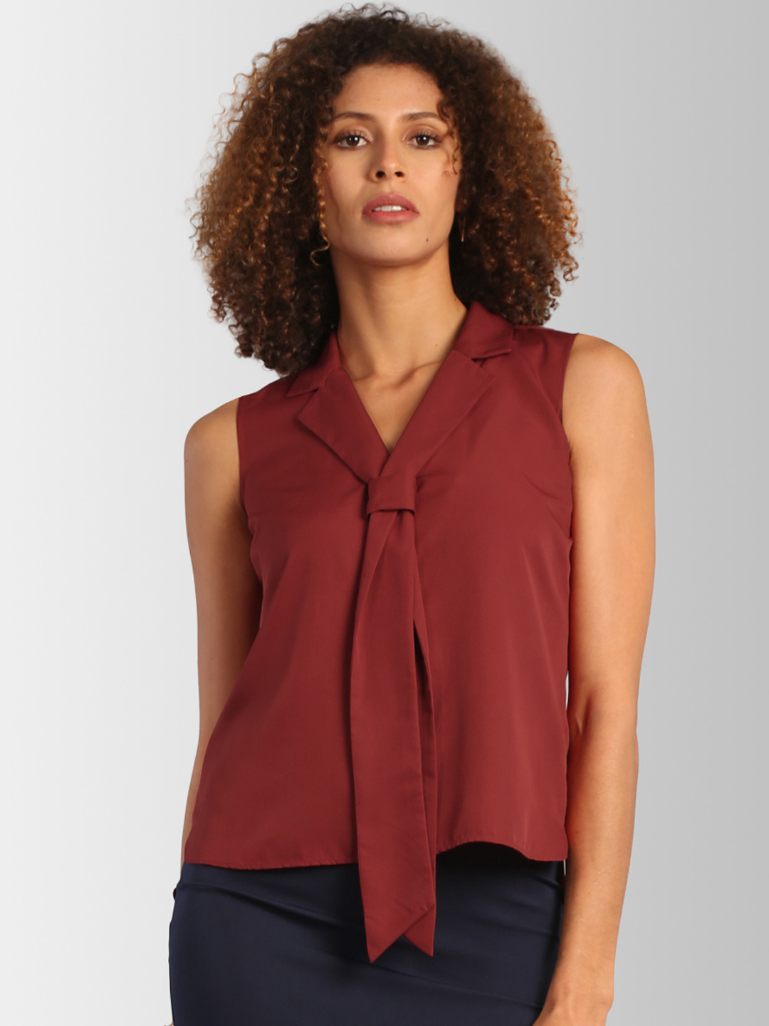FableStreet Women Rust Red Solid Top