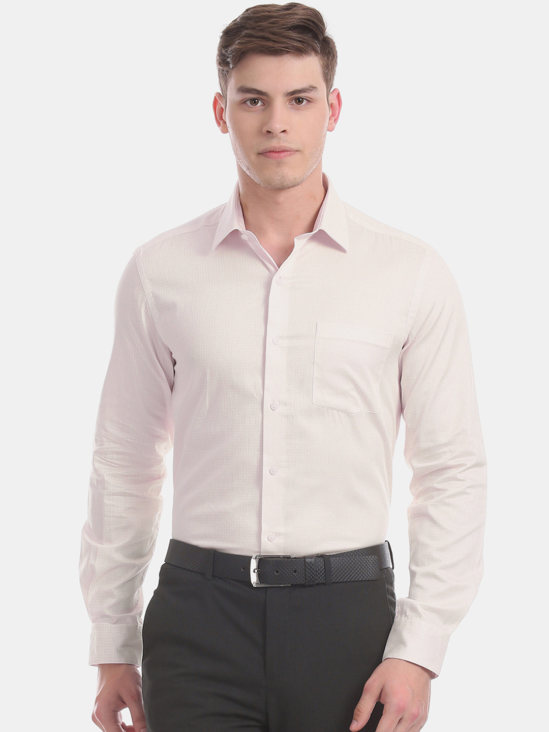 Arrow Men Pink Slim Fit Solid Formal Shirt