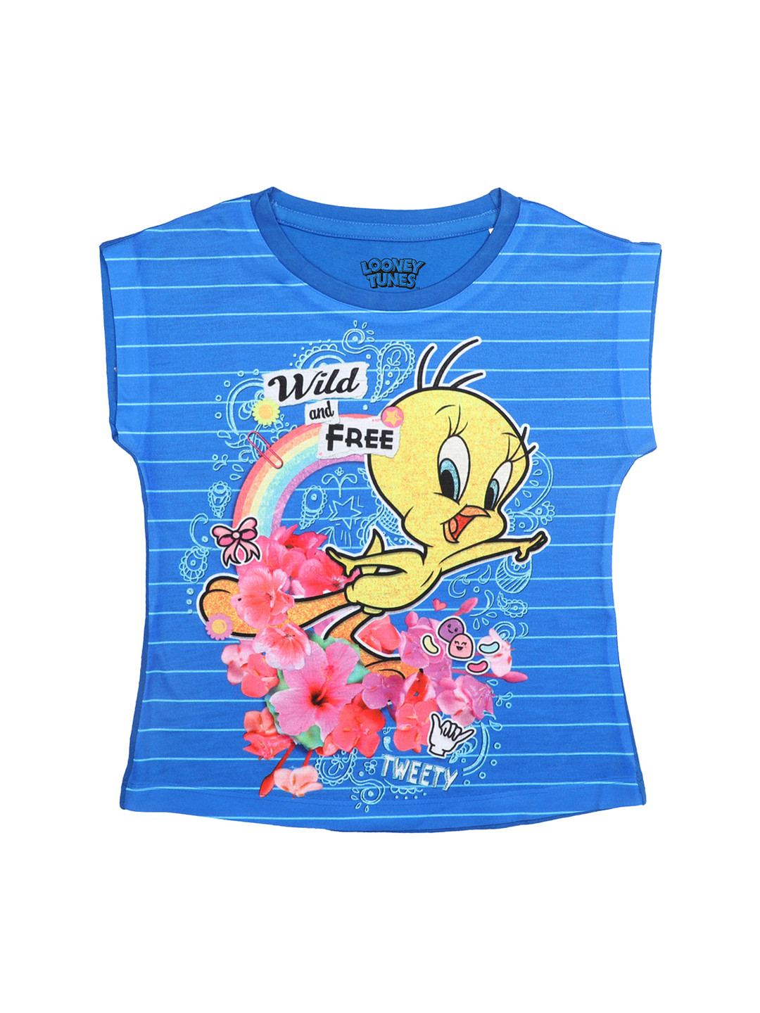 Looney Tunes Blue Extended Sleeves Regular Top