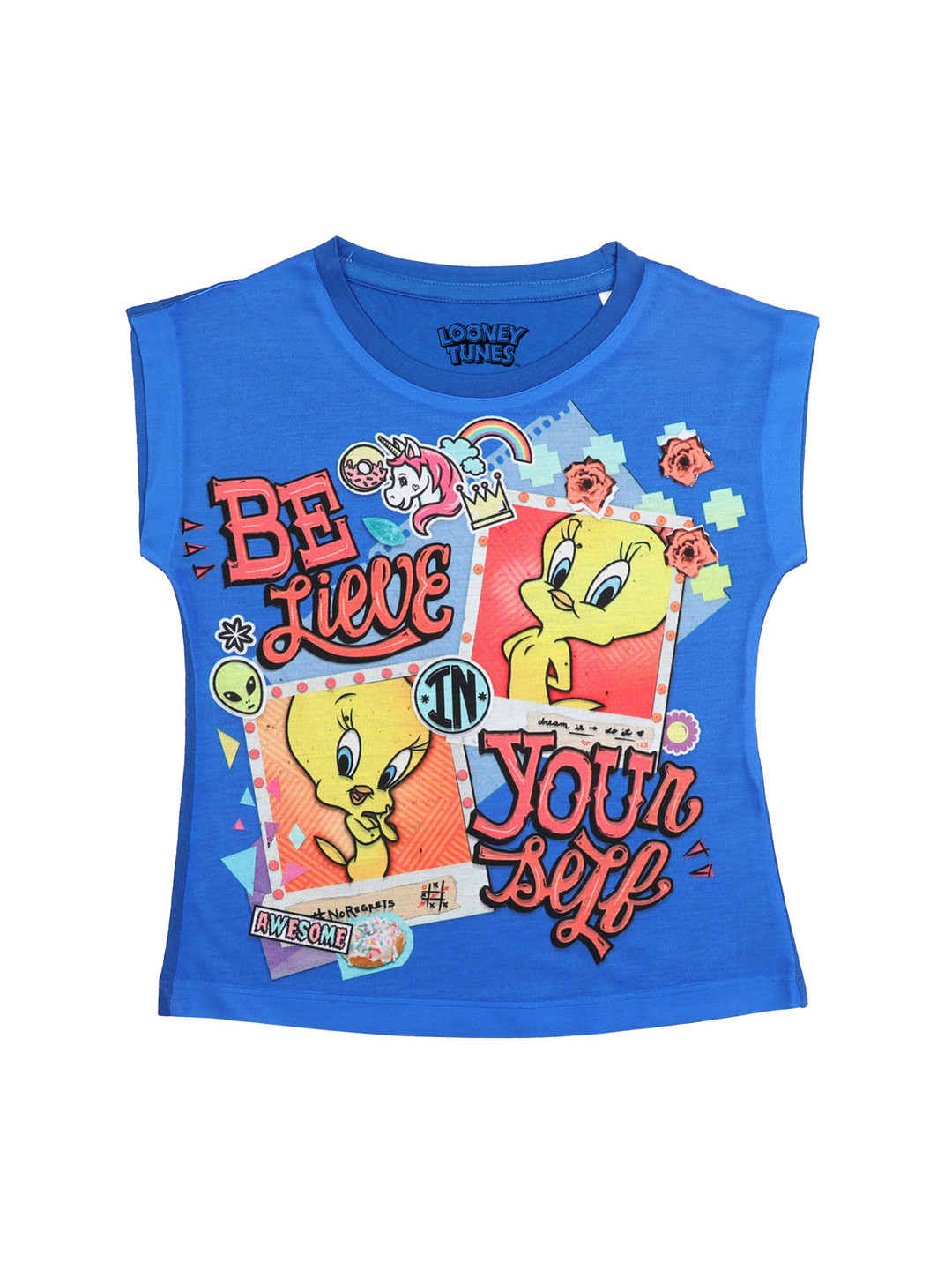 Looney Tunes Girls Blue Printed Top