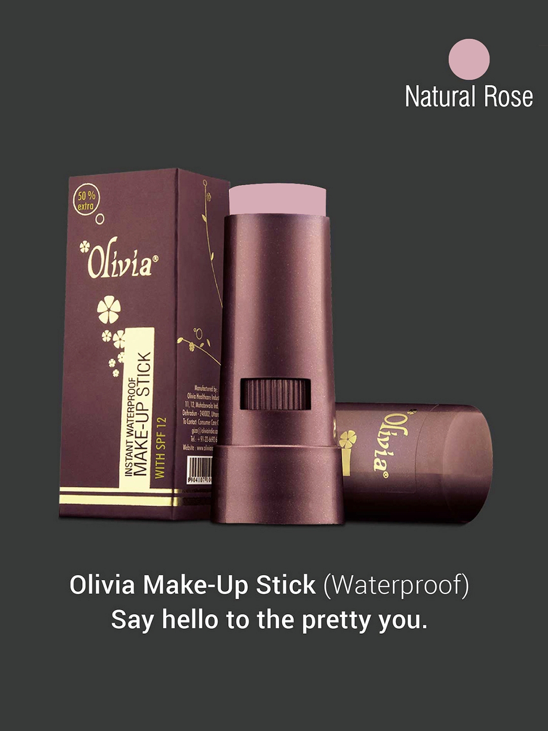 Olivia Pack of 2 Waterproof Natural Rose Makeup Stick Concealer 15g Shade No.4  SPF 12 