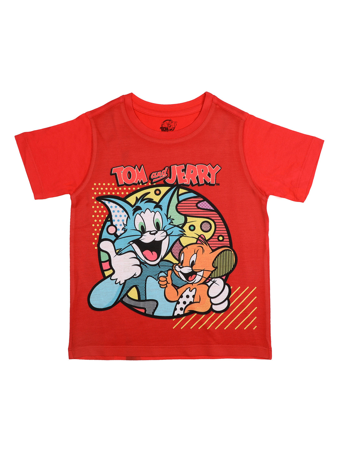 Tom & Jerry Boys Red Printed Round Neck T-shirt