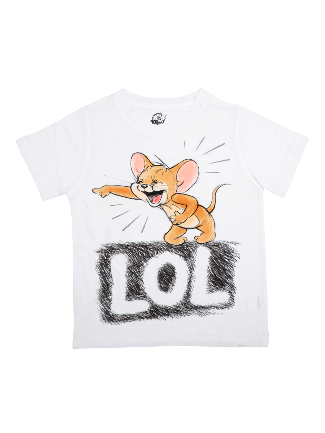 Tom & Jerry Boys White Tom & Jerry Printed Round Neck T-shirt