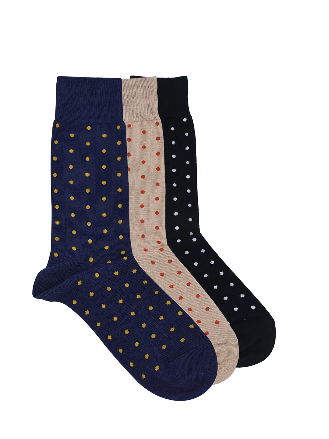 Socksxpress Men Pack Of 3 Assorted Polka Pattern Calf-Length Socks