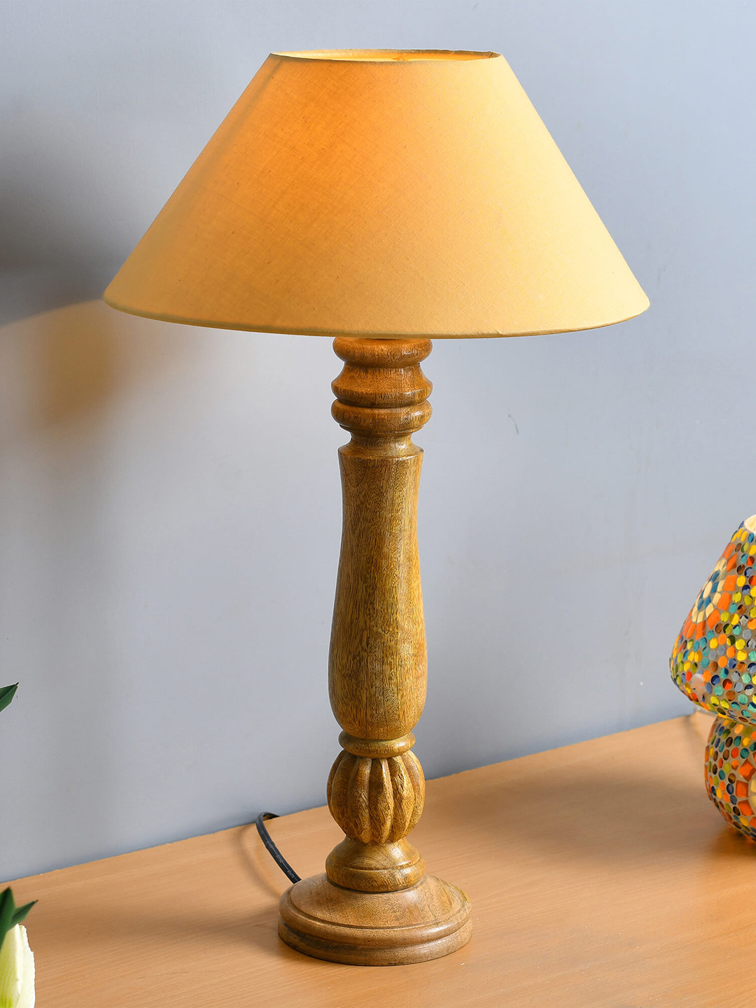 Homesake Beige & Pink Solid Handcrafted Classic Victorian Table Lamp