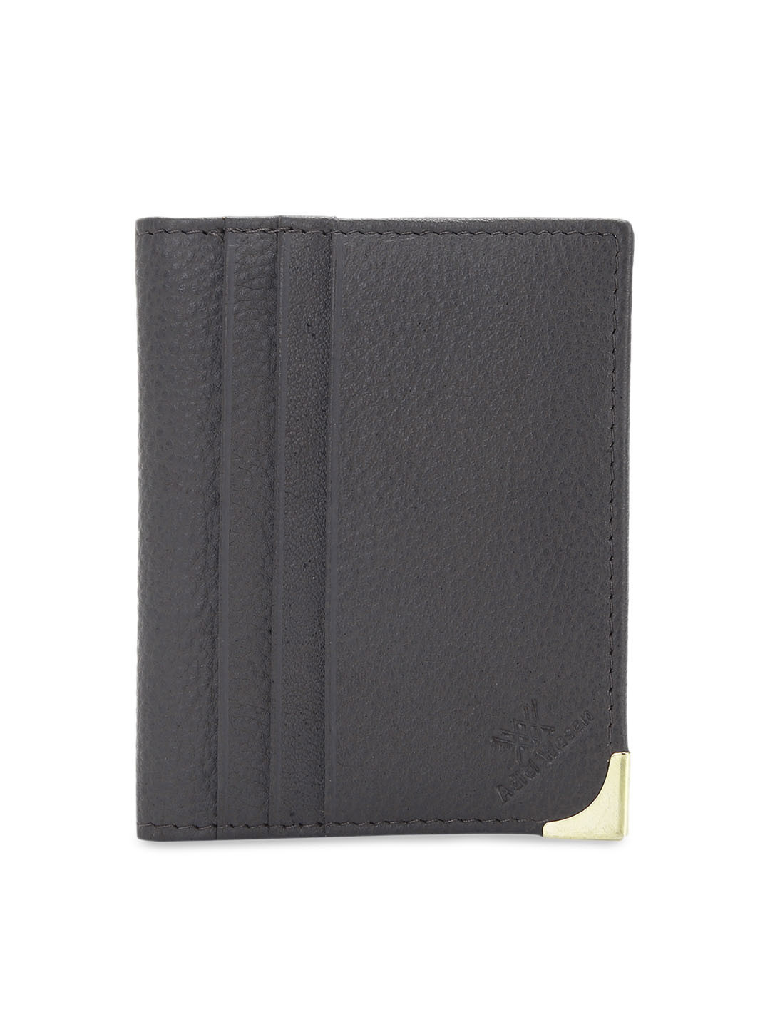 Aditi Wasan Unisex Grey Solid Leather Card Holder