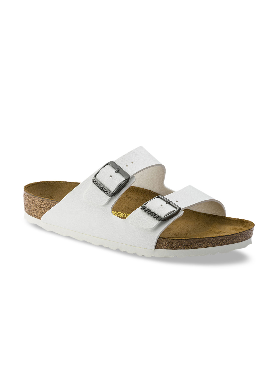 Birkenstock Arizona White Regular Width Birko-Flor Two-Strap Sandals