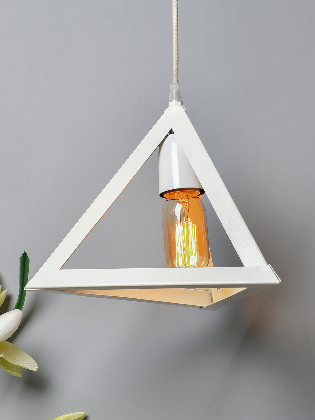 Homesake White Solid Handcrafted Triangular Hanging Lamp