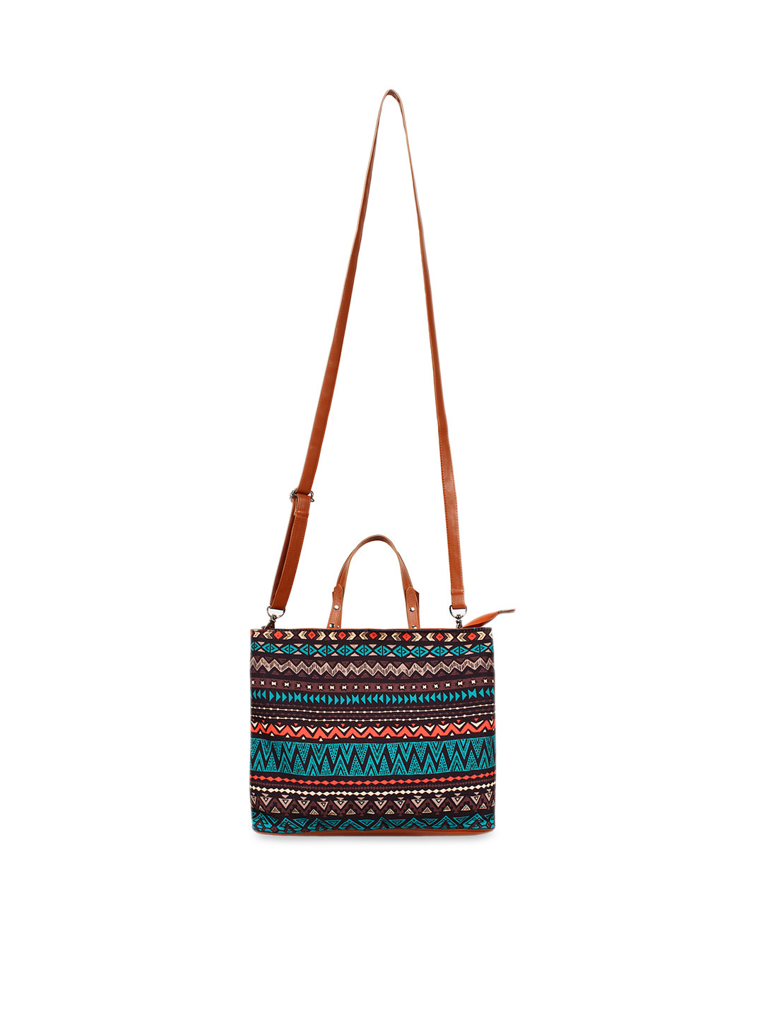 Anekaant Turquoise Blue & Orange Printed Sling Bag