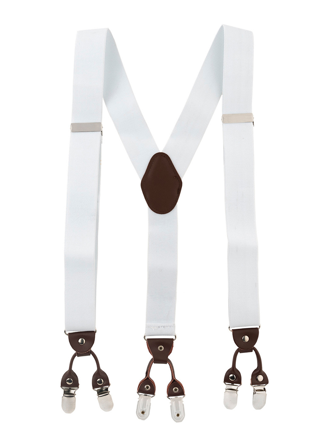 The Tie Hub Men White Solid Y Back Suspender