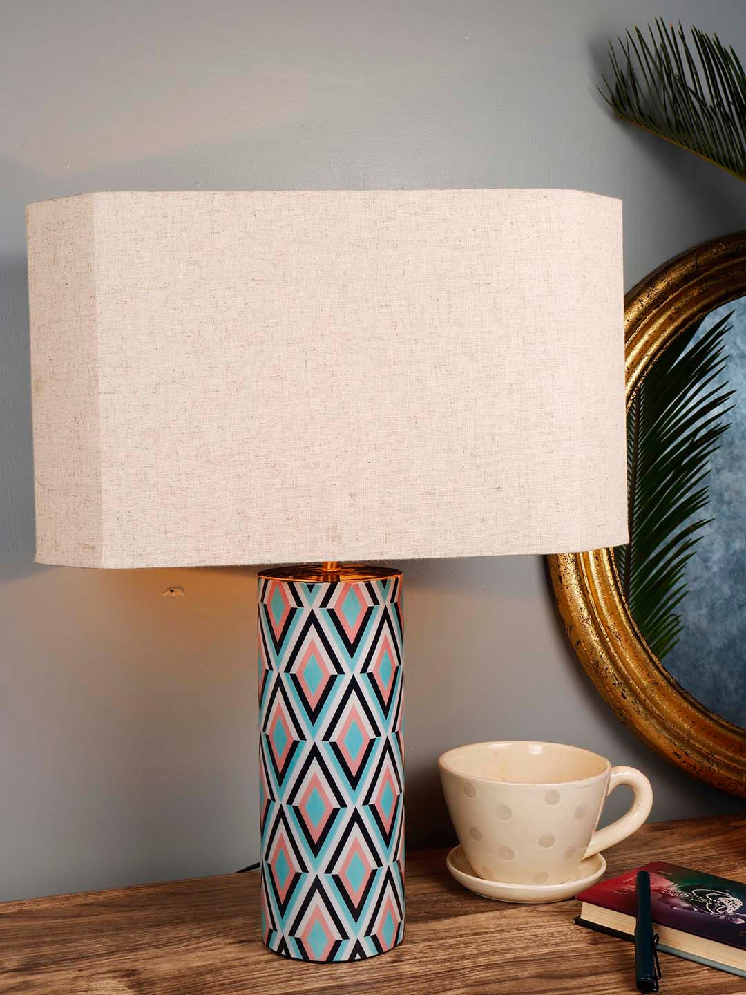 Grated Ginger Beige Solid Phantom Bedside Table Lamp with Shade